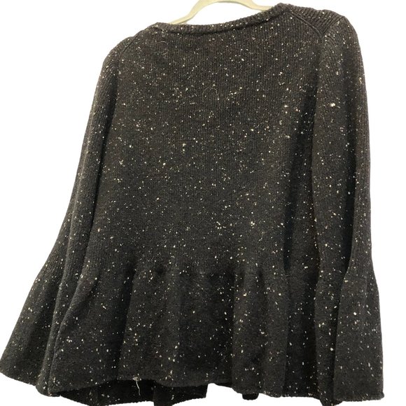 Stella McCartney black speckled cardigan sweater peplum flare cuff L ITA… - Picture 4 of 7